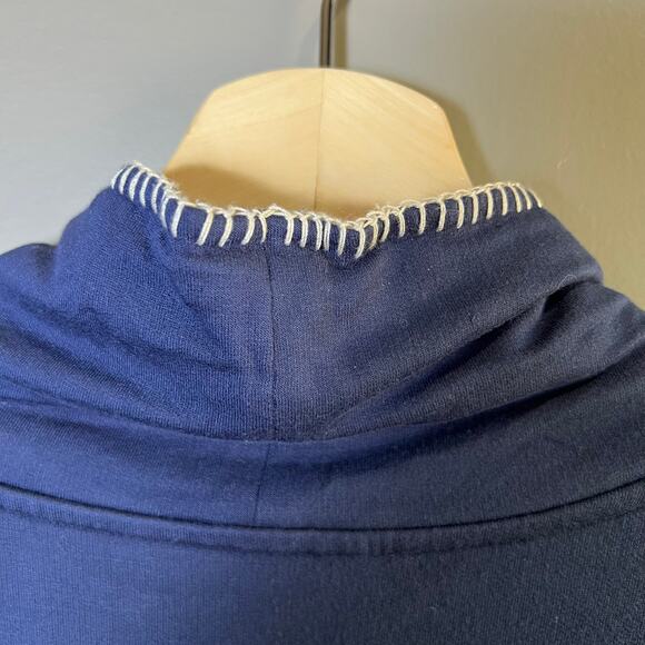 Pure Jill Tranquility Fleece Whipstitched Mock Neck Navy Blue Top Size XL - Picture 7 of 9
